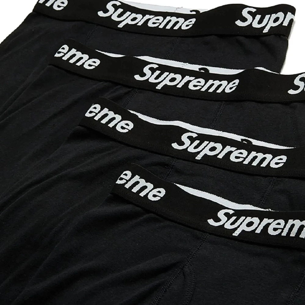 Supreme Hanes Boxer Briefs Black New Authentic Underwear Logo Waistband NEW XL - Picture 2 of 4